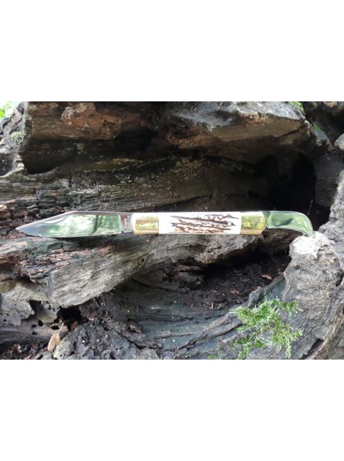 Körmölő bicska kétpengés agancs markolattal