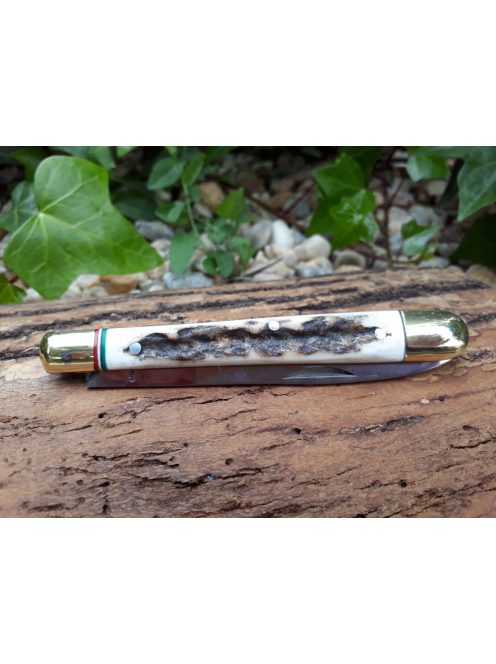 Magyar bicska szalonnázó agancs markolattal nemzetiszín berakással