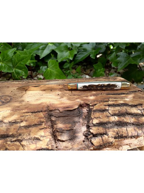 Magyar bicska szalonnázó agancs markolattal nemzetiszín berakással