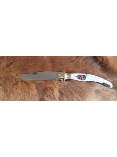   Tradícionális nagy fejes bicska fehér csont markolattal intarzia címerrel