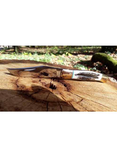 Magyar bicska nagy maskara agancs markolattal nemzetiszín berakással