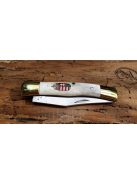 Tradícionális nagy maskara bicska csiszolt agancs markolattal intarzia címerrel