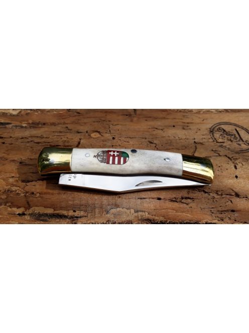 Tradícionális nagy maskara bicska fehér csont markolattal intarzia címerrel